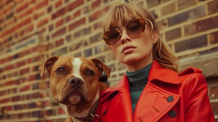 Swinging London in the 60s with a primary focus on full-bodied female models	 with pit bull dog
