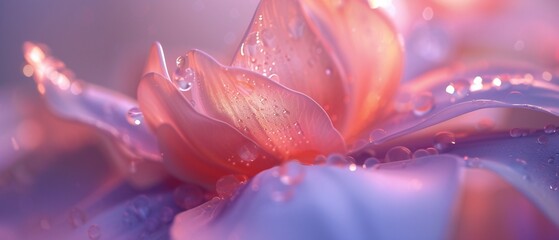 Serene Glossiness: Macro reveals the peaceful sheen of wildflower bluebell petals, evoking calming rhythms. - obrazy, fototapety, plakaty