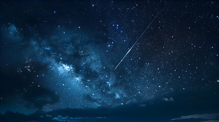 A shooting star pierces the summer night sky - obrazy, fototapety, plakaty