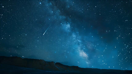 A shooting star pierces the summer night sky - obrazy, fototapety, plakaty