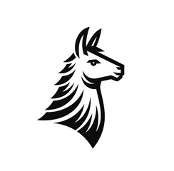llama or alpaca  monochrome vector isolated emblem illustration