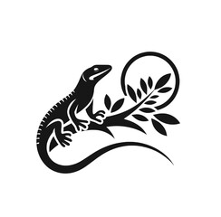 Lizard monochrome isolated vector illustration