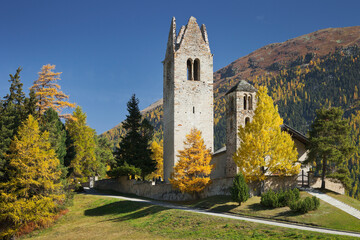 Schweiz, Graubünden, Engadin, San Gian, Kirche, Ruine