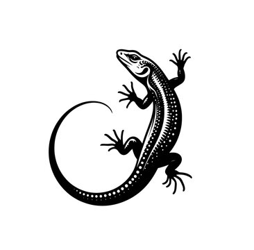 Lizard monochrome isolated vector illustration