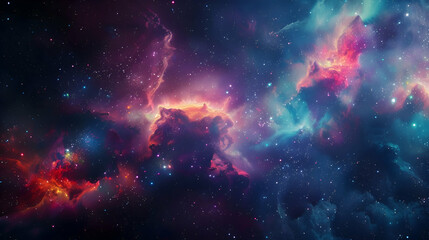A vibrant nebula glows amidst a sea of stars
