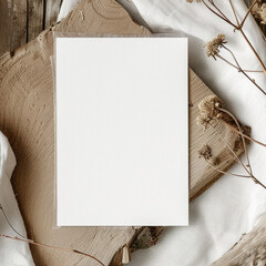 Mockup with blank greeting card in boho style, Empty place, - 753835330