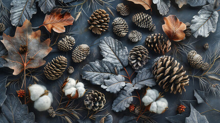 Seasonal Whispers, Pine Cones Nestle Among Festive Decor, Natures Timeless Beauty Encapsulated