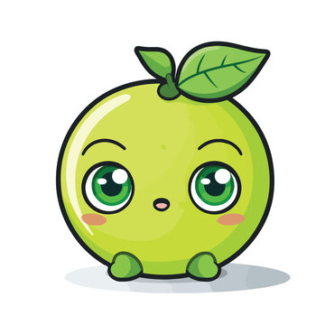 Cute lime character with suspicious expression  cute