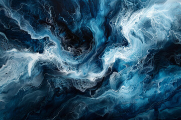 Abstract Blue Marble Texture: Artistic Ocean Wave Painting