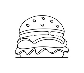 Burger, hamburger, fast food, food, meal, eat and eating. Sandwich, eatery, cookery, catering and canteen, illustration