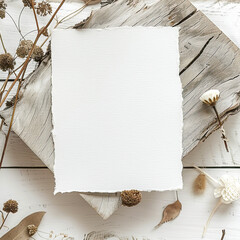 Mockup with blank greeting card in boho style, Empty place, - 753836951