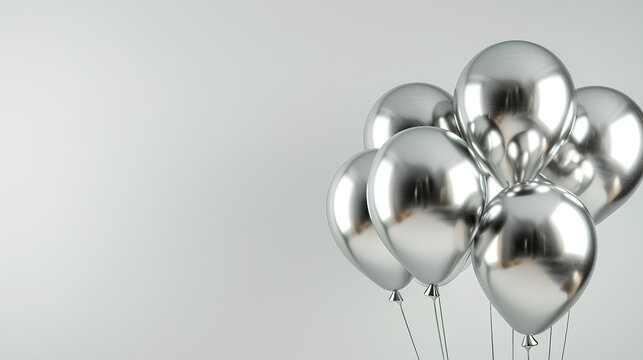 Balloon Silver Party Metallic color Birthday isolated on a gray background