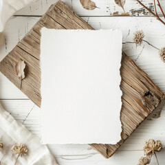 Mockup with blank greeting card in boho style, Empty place, - 753837192