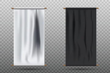 blank black and white textile banners suitable for mockups, promotions, commercials, etc. blank temlets
