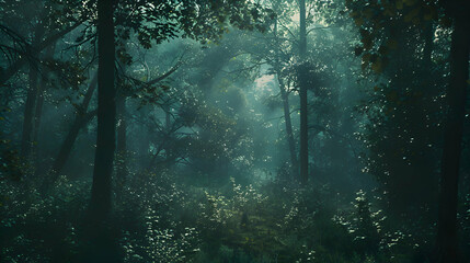 Dense forests alive with the chirping of unseen birds - obrazy, fototapety, plakaty