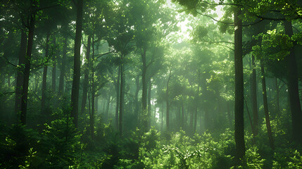 Dense forests alive with the chirping of unseen birds - obrazy, fototapety, plakaty