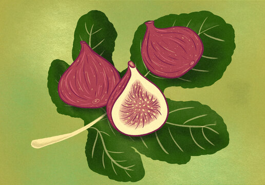 Figs resting on a fig leaf