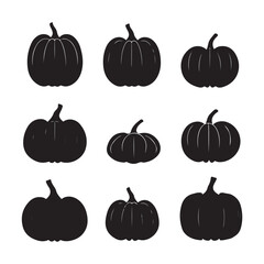 A black silhouette pumpkin set