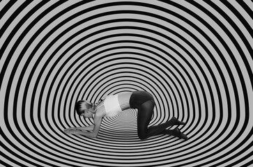 Collage with a young attractive woman