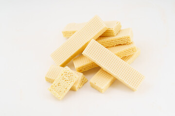 Snack snack wafer biscuits on white background