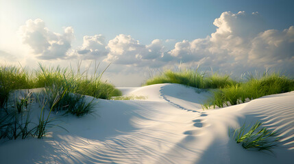Dunes sculpted by wind, adorned with resilient vegetation