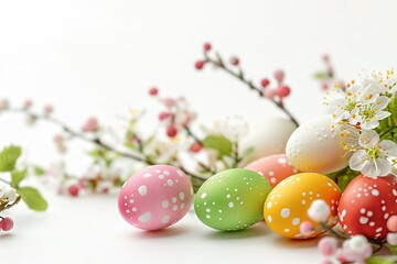 Obraz premium Illustration of decorated easter eggs and flowers