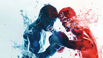 Boxing sports strength conflict isolated on a white background