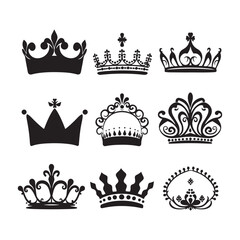 A black silhouette Queen crown set 