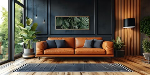 Cozyautumnvibesinamodernlivingroomwithvintageleathersofas. Concept Autumn Decor, Modern Living Room, Vintage Leather Sofas, Cozy Vibes, Interior Design
