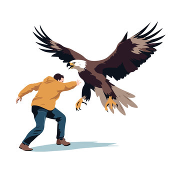 Eagle isolated in kicking person image vector illust