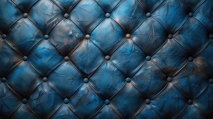 Rich Blue Quilted Leather: Luxurious Upholstery Design Texture