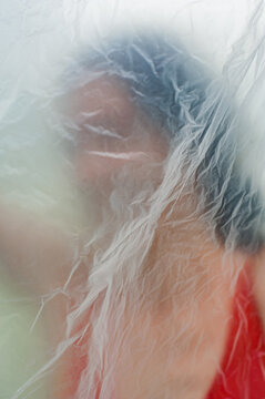 Woman in red clothes