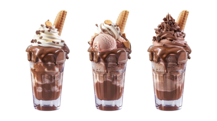 Chocolate ice cream Milkshake Ice Cream Cones isolated on a transparent background