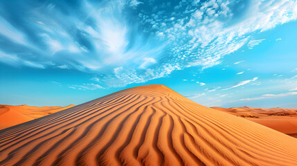 Sand dunes stretching into the distance under blue skies - Powered by Adobe