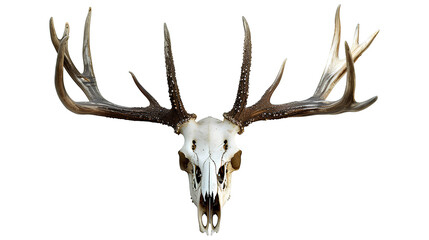 Deer skull with horns isolated on a transparent background