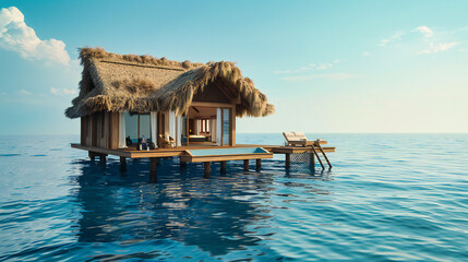 Island Paradise, Maldives Dreams, A Symphony of Water, Sky, and Sand - obrazy, fototapety, plakaty