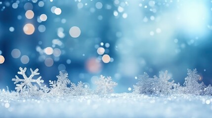 Obraz na płótnie Canvas Winter, snow and blurred trees background