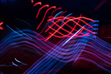 Lighting patterns at night created by intentional camera shakes