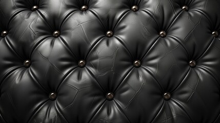  Elegant Black Leather Texture with Buttons for Luxury Design