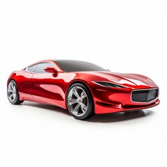 Fototapeta na wymiar photograph of a red modern car isolated on white background 