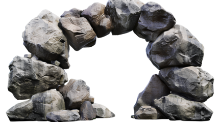 Gray and brown stone arch isolated on a white background