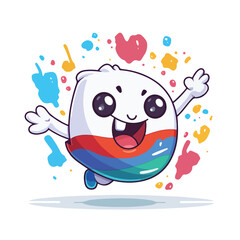 Happy czech republic flag badge mascot jumping for c
