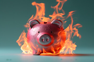 Obraz premium burning piggy bank