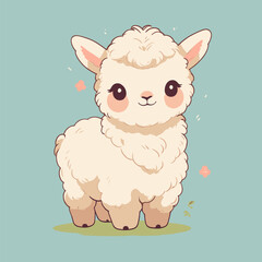 Charming alpaca drawing with fluffy coat and adorable eyes.