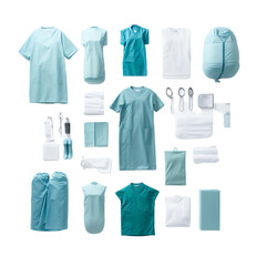 Top down view of medical clothing isolated on transparent background