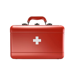Obraz premium Top view of red first aid kit isolated on transparent background