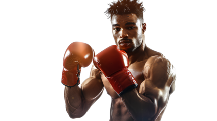 Male boxer isolated on a transparent background