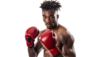 Male boxer isolated on a transparent background
