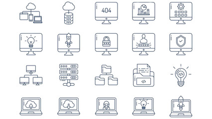 Vector Icon Set for Software and Website Development