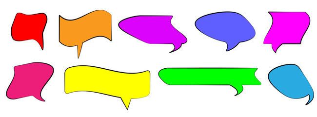 Set of speech text bubbles, chat window, message box, bright, brutal. Vector illustration.